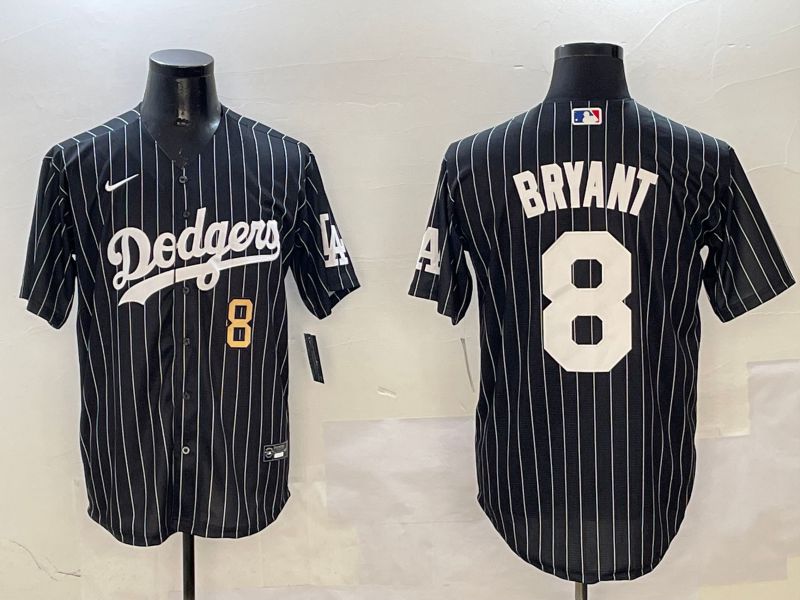 Men Los Angeles Dodgers 8 Bryant Black Stripe Jointly Name 2025 Nike MLB Jersey style 10